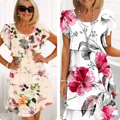 🌸 Kaskadenkleid mit mehrblütigem Blumenmuster💖