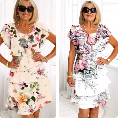 🌸 Kaskadenkleid mit mehrblütigem Blumenmuster💖