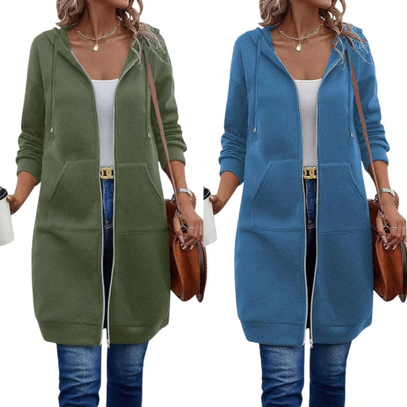 🔥✨Fleece-Kapuzenpullover mit Reißverschluss für Damen