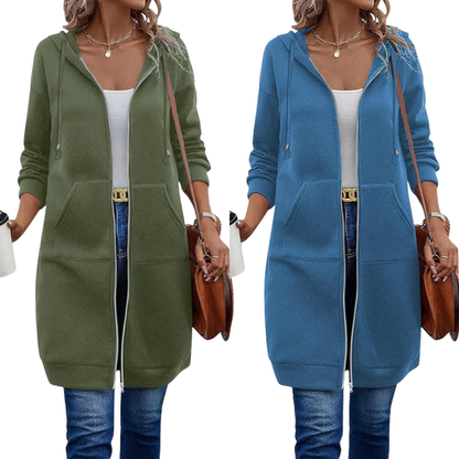 🔥✨Fleece-Kapuzenpullover mit Reißverschluss für Damen