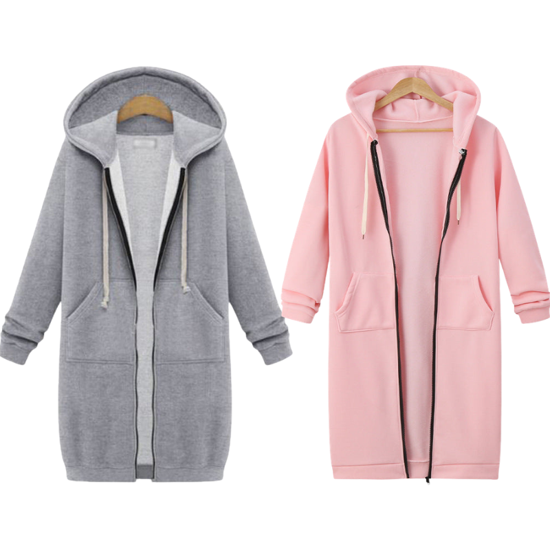 🔥✨Fleece-Kapuzenpullover mit Reißverschluss für Damen