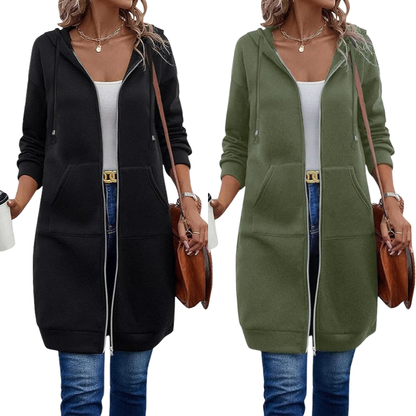 🔥✨Fleece-Kapuzenpullover mit Reißverschluss für Damen