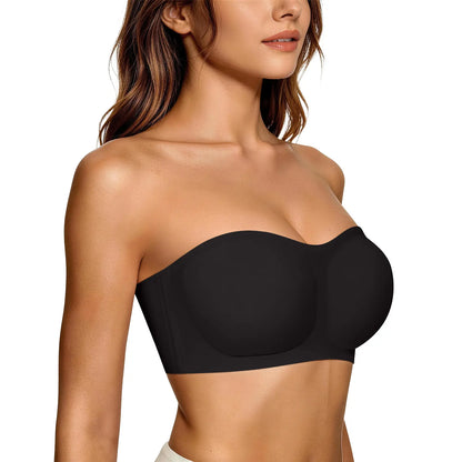 💞 Nahtloser Bandeau-BH ohne Träger – Rutschfest, stützend & bügellos mit Push-up-Effekt!