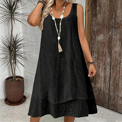 Bestseller💕 Zweilagiges, ärmelloses Kleid – Lässige Eleganz und moderner Lagen-Look für den Alltag