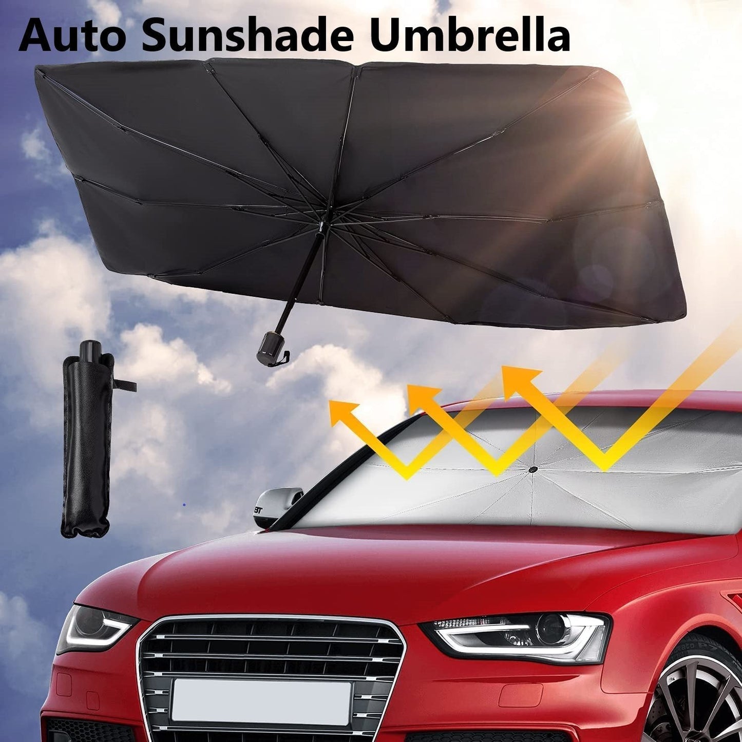 💥 Paraguas parasol automático para coche | Fácil de usar y protección total 💥-Bloquea rayos UV y reduce el calor ☀️