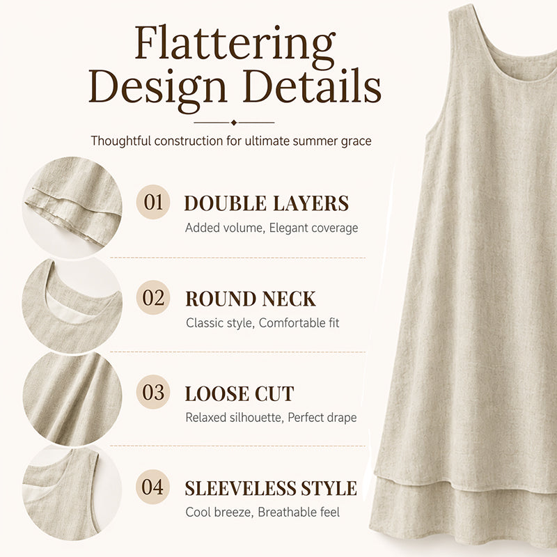 Bestseller💕 Zweilagiges, ärmelloses Kleid – Lässige Eleganz und moderner Lagen-Look für den Alltag