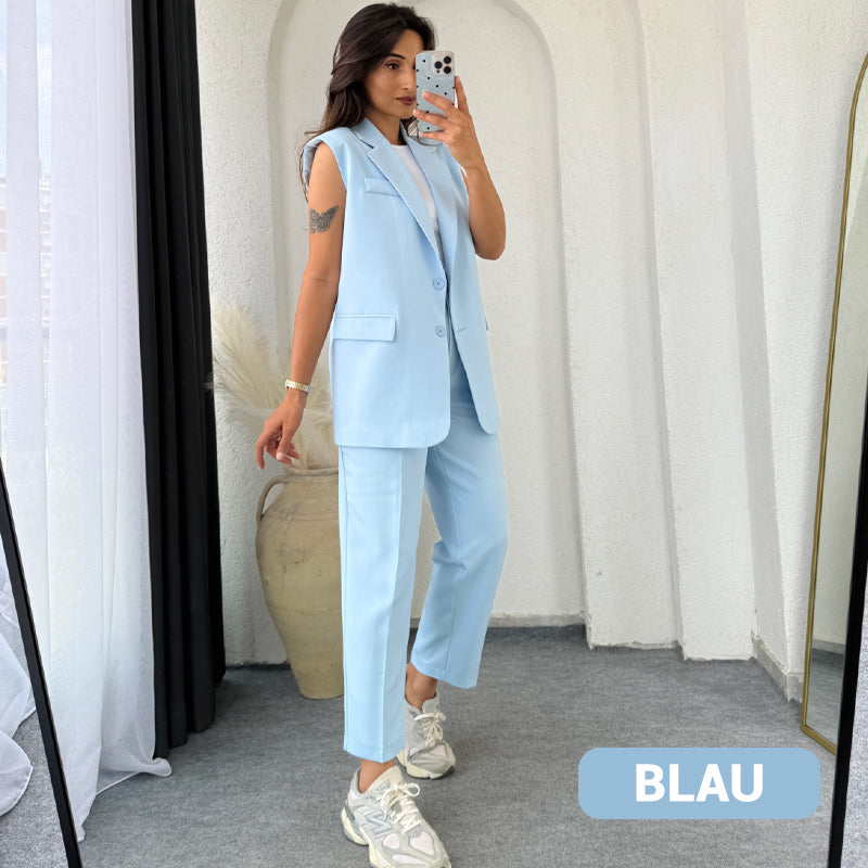 💖Stilvolles Set aus ärmellosem Blazer und hoch taillierter Hose für Damen