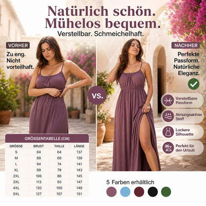 👗🔥 Damenkleid mit Spaghettiträgern & Kordelzug – vielseitig, leicht, figurschmeichelnd – perfekt für Sommer & Urlaub – jetzt -50 %! ☀️