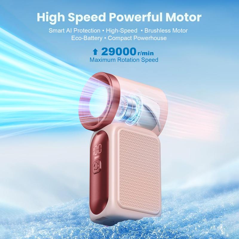 ❄️🧊Mini-Handventilator mit LED-Anzeige👍5-stufiger Turbo-Ventilator im Taschenformat🍃✨Über USB aufladbar, schnelle Kühlung für Reisen und beim Schminken