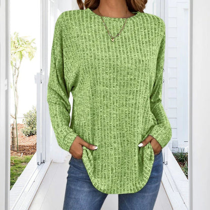 📢📢50%Rabatt!!!🎉✨Strickoberteil mit Rundhalsausschnitt, Rippstrick, langen Ärmeln & lockerer Passform – Weicher Strick, bequemer Schnitt & vielseitig kombinierbar – Perfekt für Alltag, Freizeit & kühle Tage