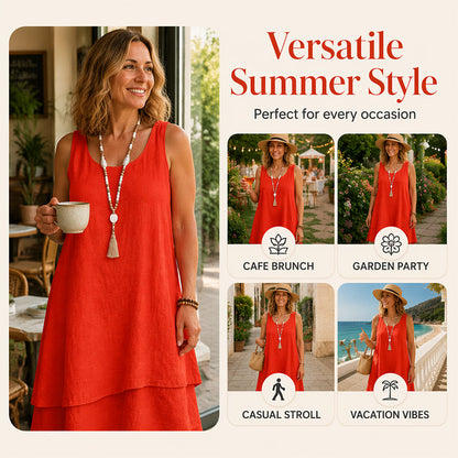 Bestseller💕 Zweilagiges, ärmelloses Kleid – Lässige Eleganz und moderner Lagen-Look für den Alltag