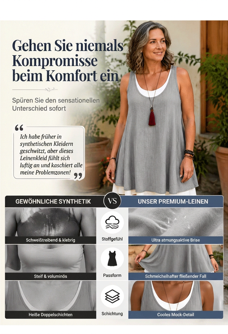 🔔 Letzte 100 Stück – solange der Vorrat reicht! Lässiges, lockeres, ärmelloses Tanktop-Kleid in Layering-Optik für Damen