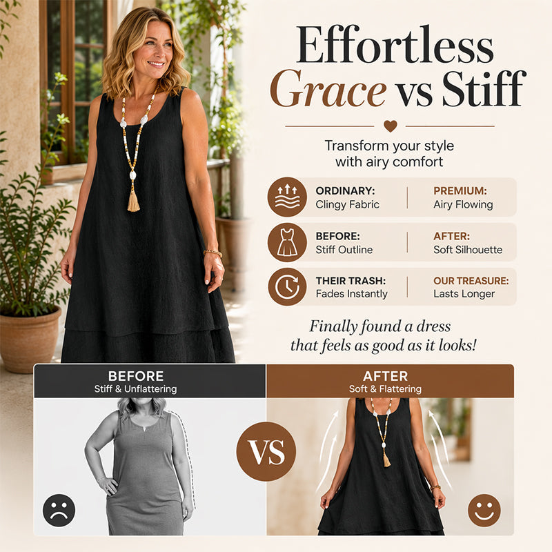 Bestseller💕 Zweilagiges, ärmelloses Kleid – Lässige Eleganz und moderner Lagen-Look für den Alltag