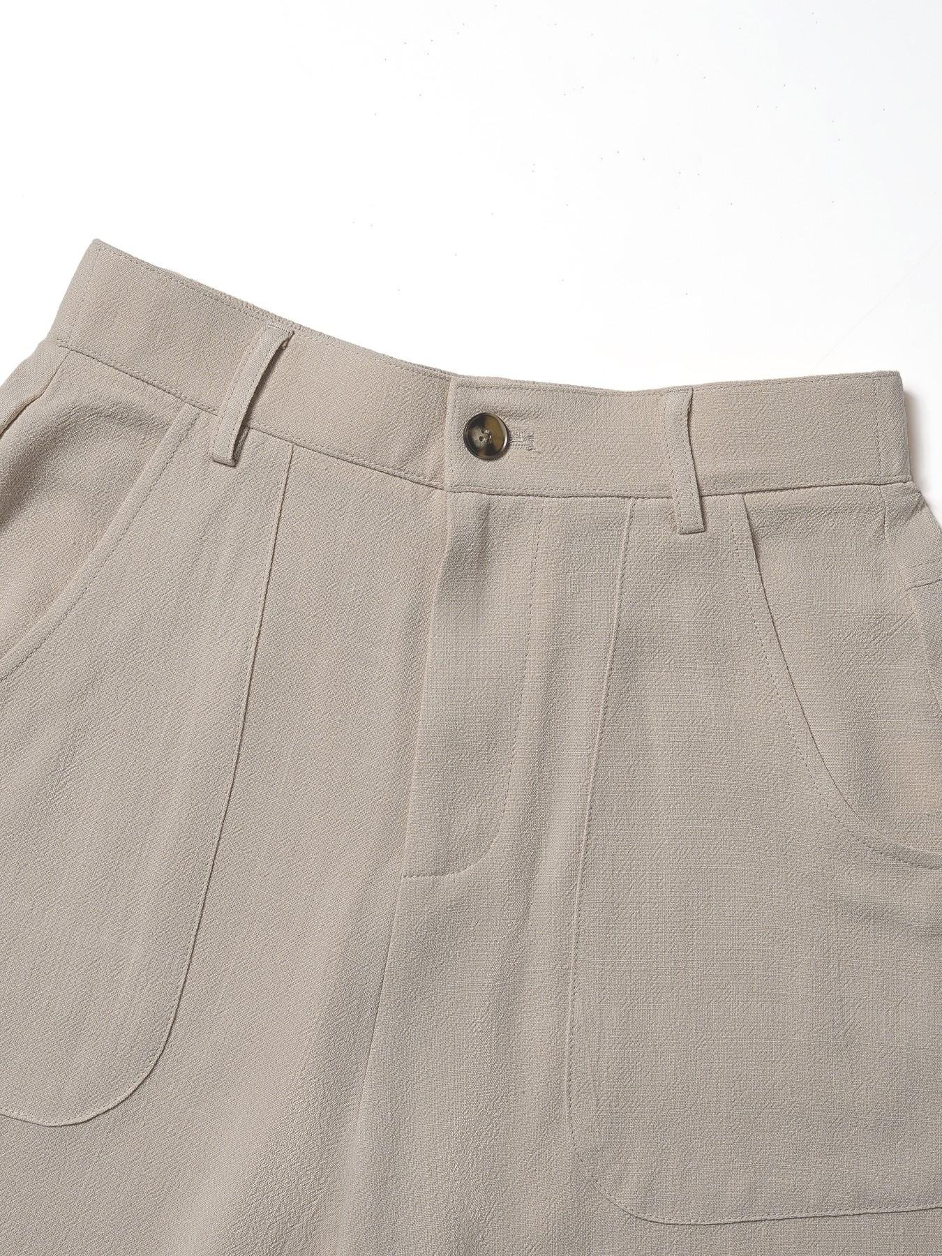 🔥Damen Palazzo-Hose aus Baumwoll-Leinen-Mischgewebe, sommerlich fließend, weit geschnitten, gerades Bein, mit Tasche, lässige, einfarbige Loungehose mit weichem, elastischem Bund und hohem Bund.