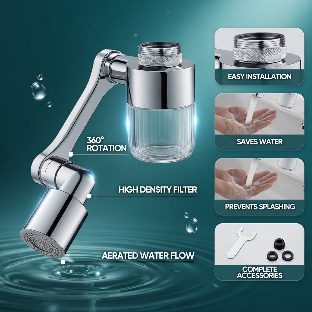 💧 2-in-1 Sprudler & Verlängerung – 3 Strahlarten, 1080° drehbar & einstellbar – ideal für Spülen, Haare waschen & Pflanzen gießen