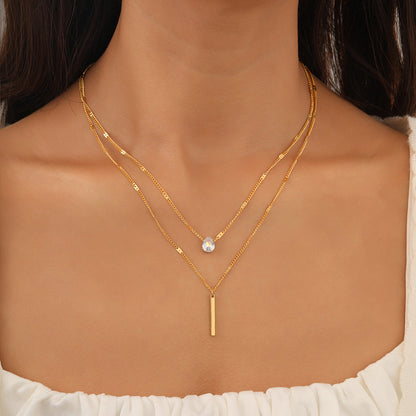 Elegante, mehrreihige Halskette mit einem zarten Anhänger🎁