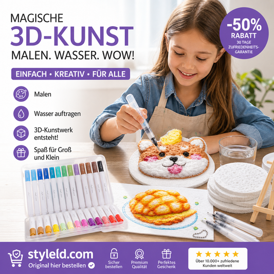 🎄✨3D-Kunstpapier | Zeichnen – Wasser hinzufügen – Aufblasen – Kreativer Spaß für Groß und Klein🎁