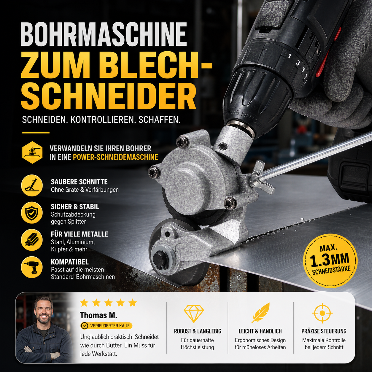 🔥 Heute -50 %! 🔧 3-in-1 Blechschneider für Bohrmaschinen