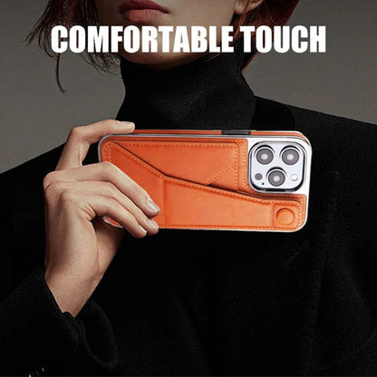 Vollschutz-Handyhülle aus Kunstleder mit Armbandständer und Kartenfach für iPhone 12/13/14/15 Serie