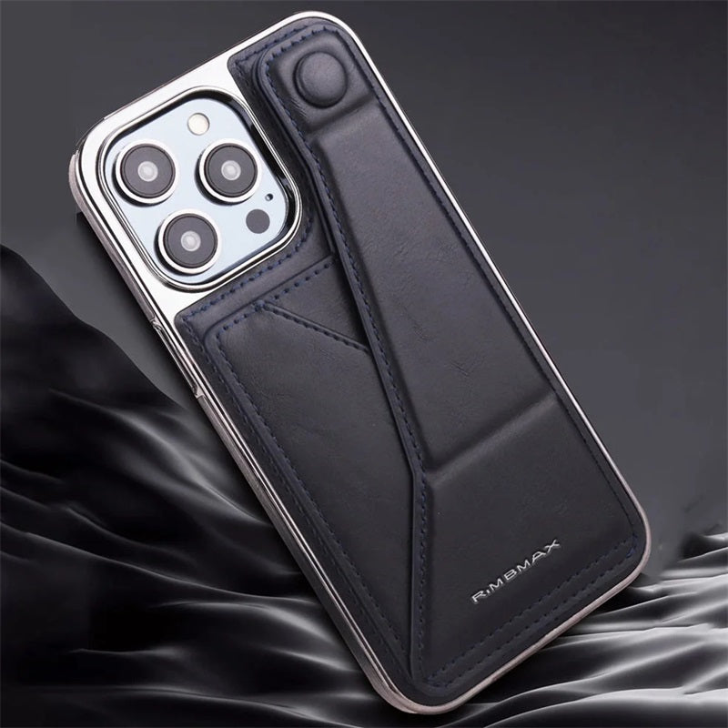 Vollschutz-Handyhülle aus Kunstleder mit Armbandständer und Kartenfach für iPhone 12/13/14/15 Serie