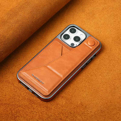 Vollschutz-Handyhülle aus Kunstleder mit Armbandständer und Kartenfach für iPhone 12/13/14/15 Serie