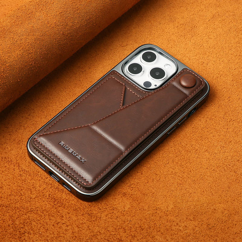 Vollschutz-Handyhülle aus Kunstleder mit Armbandständer und Kartenfach für iPhone 12/13/14/15 Serie