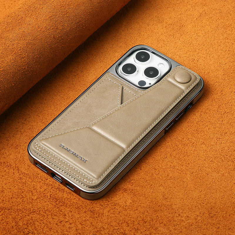 Vollschutz-Handyhülle aus Kunstleder mit Armbandständer und Kartenfach für iPhone 12/13/14/15 Serie