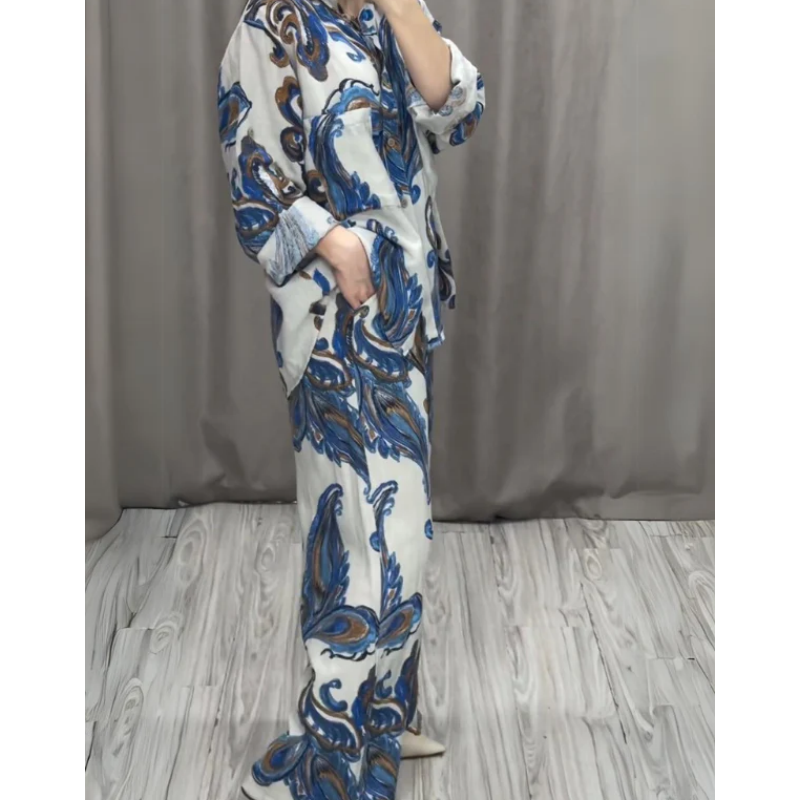 💕 49% Rabatt 💕Zweiteiliges bedrucktes Hemd- und Hosenset für Damen