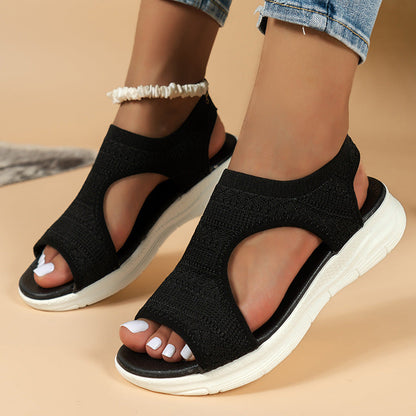 🌺 Sommer-Damensandalen offen geschnitten, flache Sohle – atmungsaktiv & extrem bequem