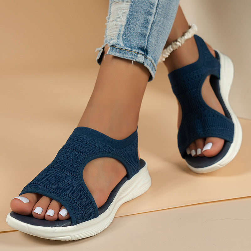 🌺 Sommer-Damensandalen offen geschnitten, flache Sohle – atmungsaktiv & extrem bequem
