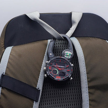 Karabineruhr mit rundem Bildschirm und Kompass für den Außenbereich