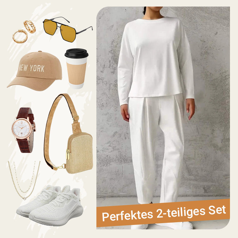 Mode, Freizeit ✨Langarm mit rundem Hals ＆ Hose 2-teiliger Set【Kaufen Sie 2, kostenloser Versand】