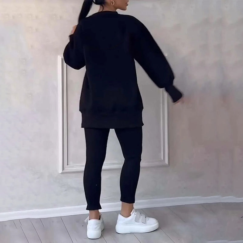 🔥Versandkostenfrei🧘‍♀️ Lässiges Sweatshirt-Leggings-Set – Ultraweiches Jersey, Moderne Passform & Perfekt für Alltag, Sport oder Entspannung 🏃‍♀️📦