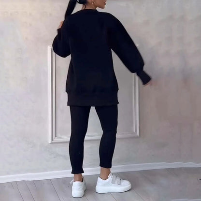 🔥Versandkostenfrei🧘‍♀️ Lässiges Sweatshirt-Leggings-Set – Ultraweiches Jersey, Moderne Passform & Perfekt für Alltag, Sport oder Entspannung 🏃‍♀️📦
