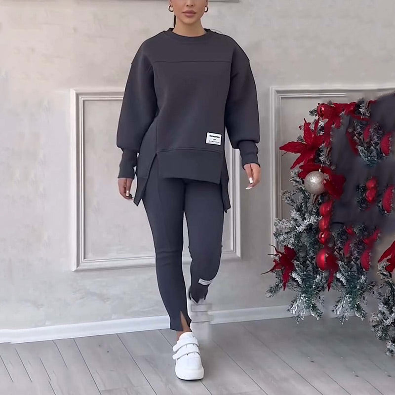 🔥Versandkostenfrei🧘‍♀️ Lässiges Sweatshirt-Leggings-Set – Ultraweiches Jersey, Moderne Passform & Perfekt für Alltag, Sport oder Entspannung 🏃‍♀️📦