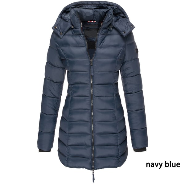 📢📢50% Rabatt + KOSTENLOSER VERSAND!!! 🎉✨ Mittellange wattierte Winterjacke für Damen – einfarbig & warme Kapuze