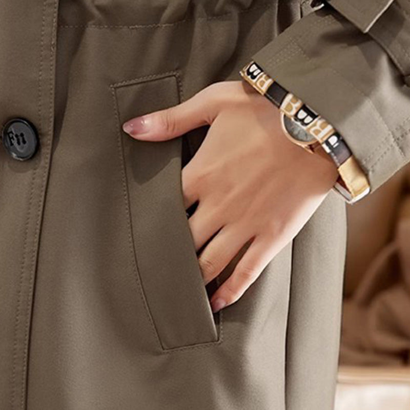 ✨Kostenloser Versand✨ Modische High-End-Damenwindjacke mit mittellangem Revers