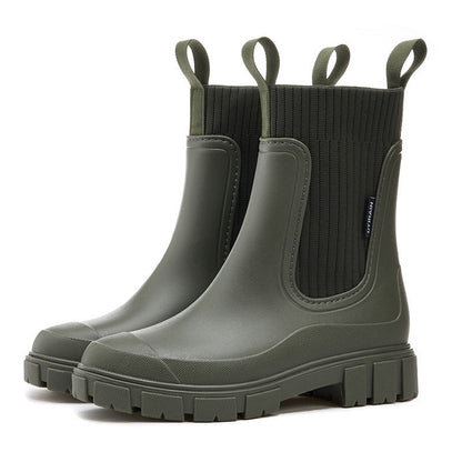 Wasserdichte rutschfeste mittelhohe Stiefel mit dicker Sohle