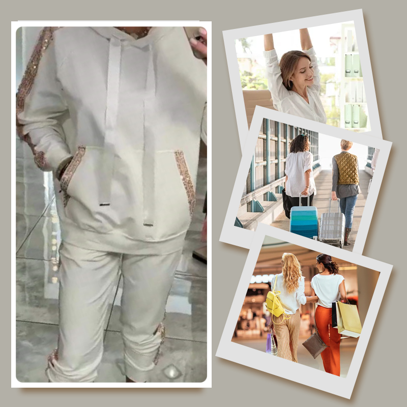 ✨Herbst-Neuankünfte Begrenzte Zeit 50% Rabatt✨Damen Kapuzenoberteile mit Kordelzug ＆ Hosen 2-Teiliges Set