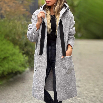 📢🎉50%Rabatt!!!🛍️✨Trendiger Damenmantel mit Reißverschluss, Kapuze und Taschen