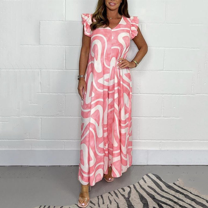 💎 -50% AUF DEN JUMPSUIT! 💎 Sommerlicher Jumpsuit mit gerafften, weiten Beinen & geometrischen Prints für Damen ✨