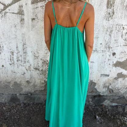 🩷New Arrival Hot Sale 🔥Elegantes V-Ausschnitt Maxikleid mit Spaghettiträgern und Spitze für Damen