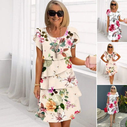 🌸 Kaskadenkleid mit mehrblütigem Blumenmuster💖