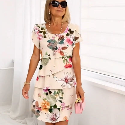 🌸 Kaskadenkleid mit mehrblütigem Blumenmuster💖