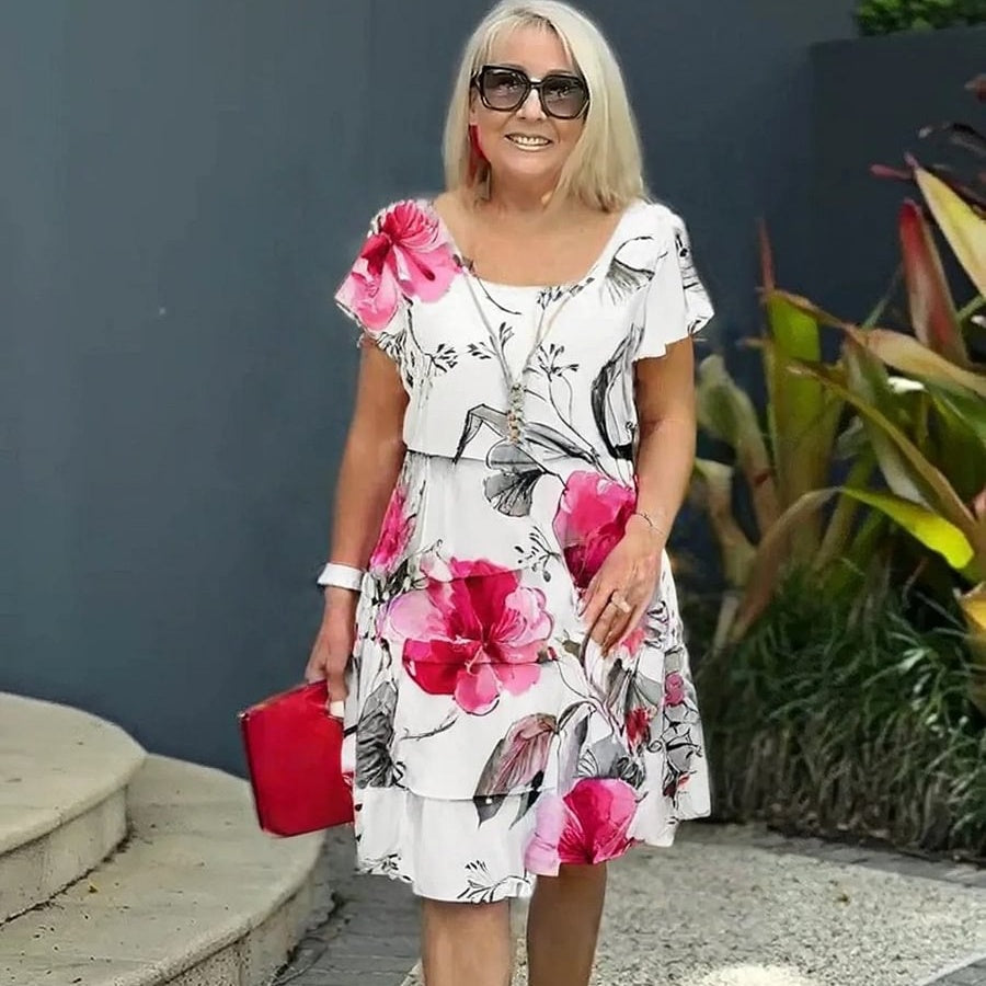 🌸 Kaskadenkleid mit mehrblütigem Blumenmuster💖