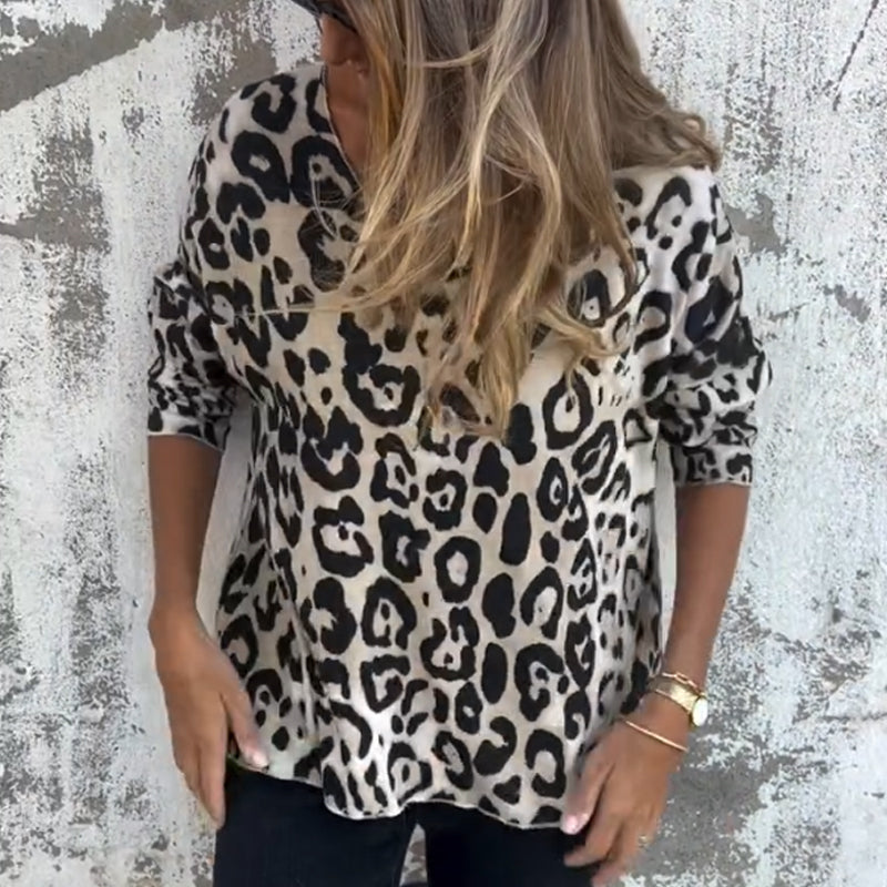 🐆 Damen-Stretchoberteil mit Leopardenmuster & Rundhalsausschnitt – Figurbetont, weicher Stoff & trendiges Design | Perfekt für Alltag, Freizeit & coole Abende – Jetzt -50%!