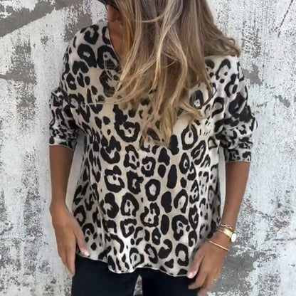 🐆 Damen-Stretchoberteil mit Leopardenmuster & Rundhalsausschnitt – Figurbetont, weicher Stoff & trendiges Design | Perfekt für Alltag, Freizeit & coole Abende – Jetzt -50%!
