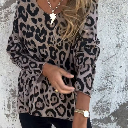 🐆 Damen-Stretchoberteil mit Leopardenmuster & Rundhalsausschnitt – Figurbetont, weicher Stoff & trendiges Design | Perfekt für Alltag, Freizeit & coole Abende – Jetzt -50%!