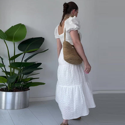 🌸New Arrival Hot Sale 🔥Fließendes Jacquard-Kleid mit quadratischem Ausschnitt für Damen【kostenloser Versand】