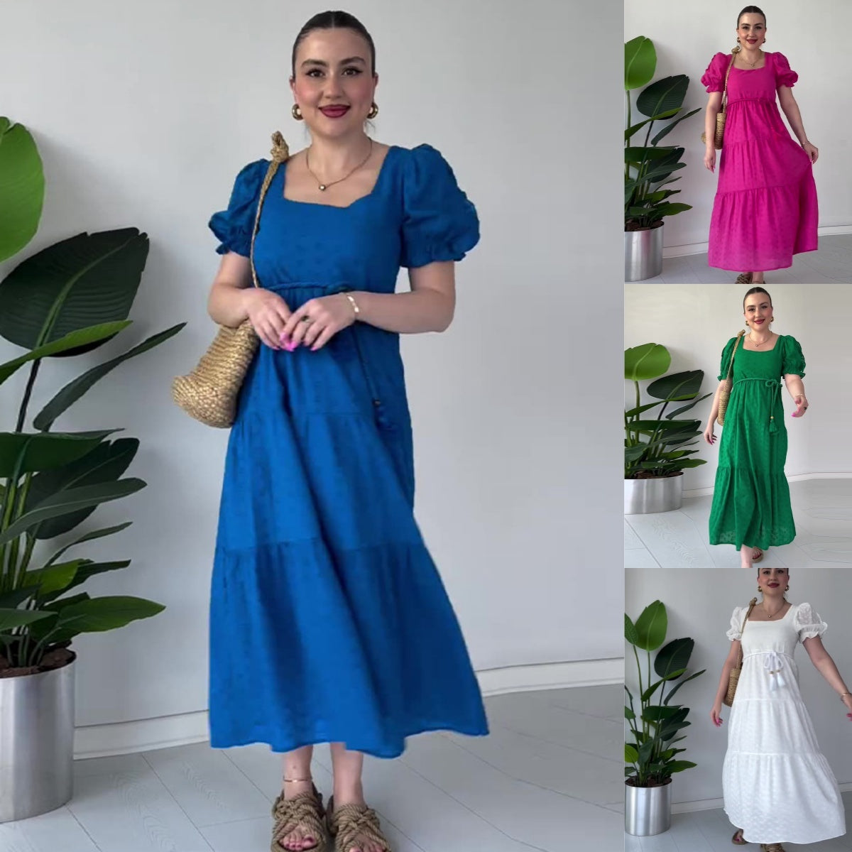 🌸New Arrival Hot Sale 🔥Fließendes Jacquard-Kleid mit quadratischem Ausschnitt für Damen【kostenloser Versand】